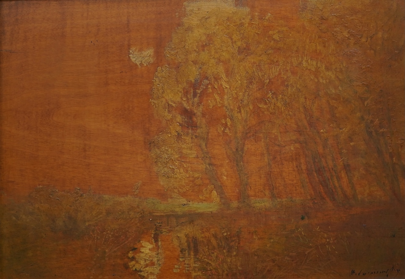 Baron László Mednyánszky, Hungarian (1852-1919), Moonlit trees beside a river